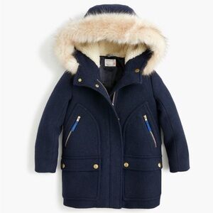 Crewcuts Navy Pea Coat with Faux Fur Trim 4/5